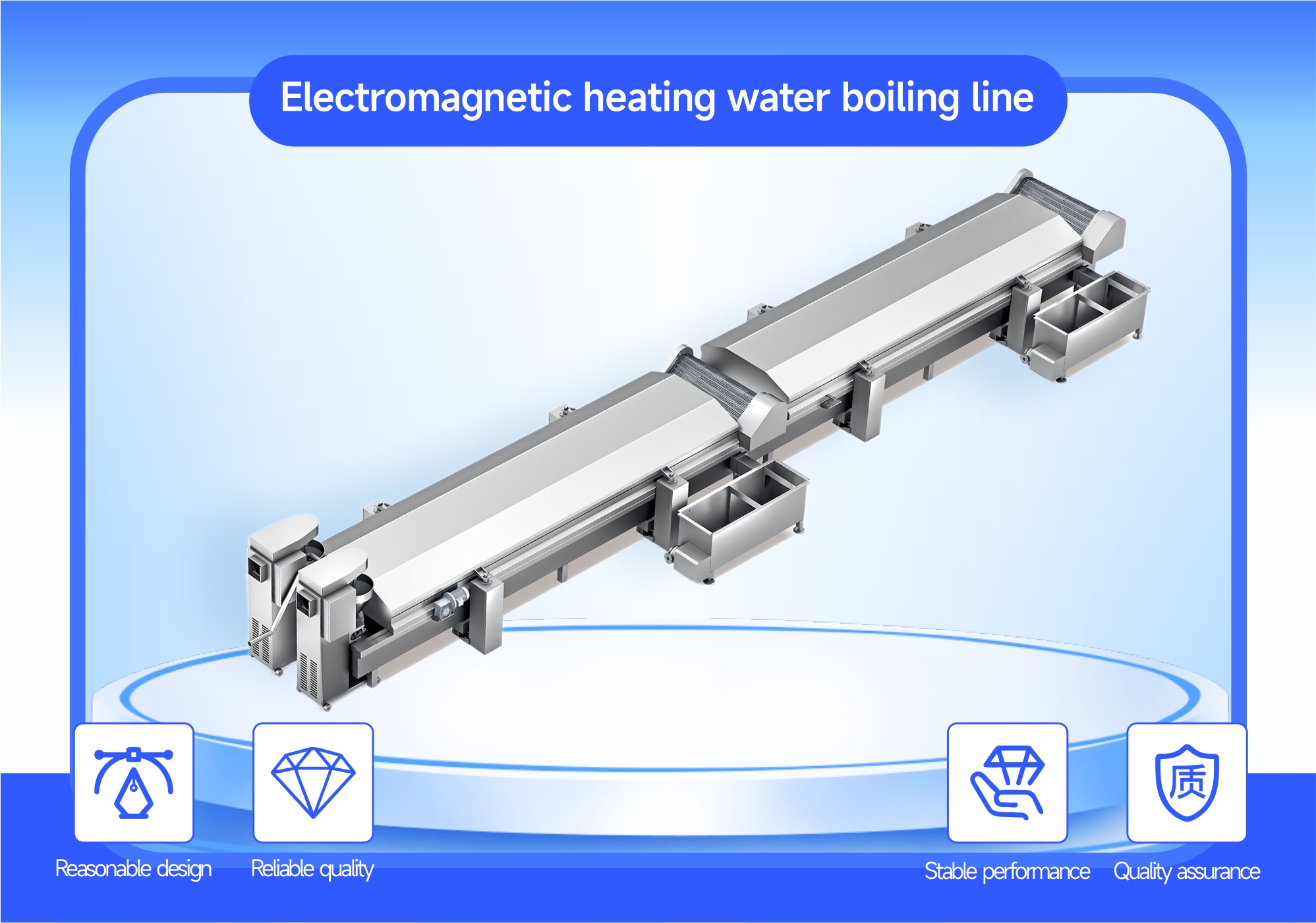 Electromagnetic heating water boiling line